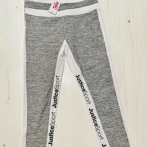 Justice Girls Gray & White High Waist Legging